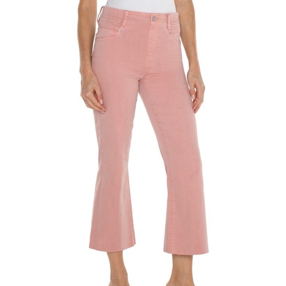 Liverpool Gia Glider Cropped Flare Jeans Pink Rose Stretch Mid Rise 8 29 - Picture 1 of 9